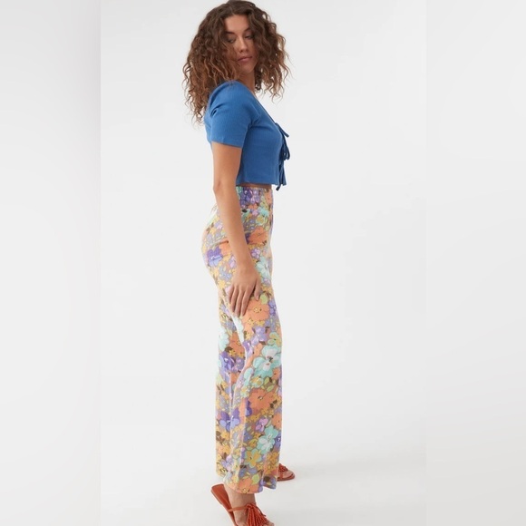 🔆O’Neill🔆 JOHNNY SAMI FLORAL BEACH PANTS WIDE LEG Elastic waist vacation - Picture 8 of 14